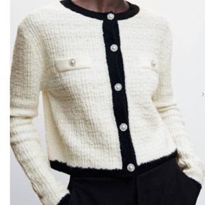 NWT Mango Pocket Tweed Cardigan
